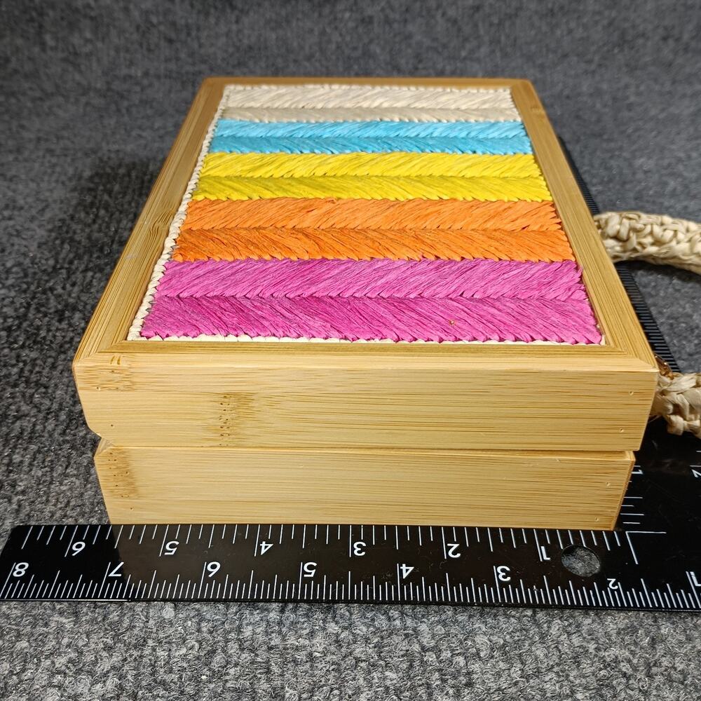 Moda Luxe Box Purse Women Rainbow Wooden Top Handle Crossbody Bag - Picture 4 of 11